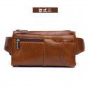 Little dolly men's leather waist bag multifunctional 7-inch messenger bag Vintage oil wax cow leather collection mobile phone bag waist bag 