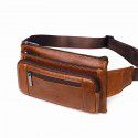 Little dolly men's leather waist bag multifunctional 7-inch messenger bag Vintage oil wax cow leather collection mobile phone bag waist bag 