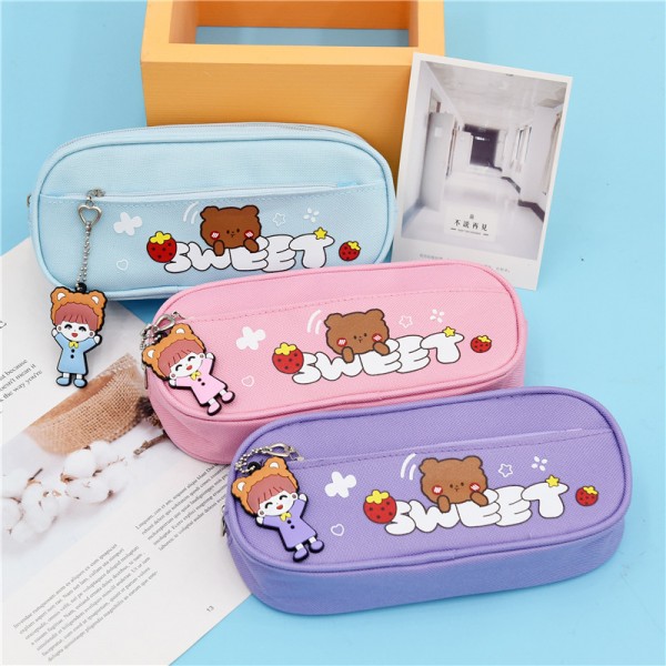 Wholesale primary school students' pencil bags girls' New Oxford cloth cartoon cute girls' pencil box children's stationery bag storage