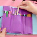 Creative stationery bag Twilight City pen bag PU leather three fold bandage fashion makeup bag pen curtain stationery box