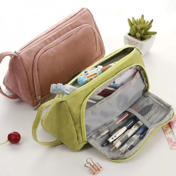 Manufacturer ins net red Japanese simple pencil bag three-dimensional Korean version high-capacity middle school and high school stationery bag pencil box