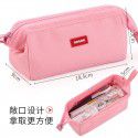 Japanese and Korean pencil bag student large capacity canvas stationery bag macarone simple solid color pencil box stationery box