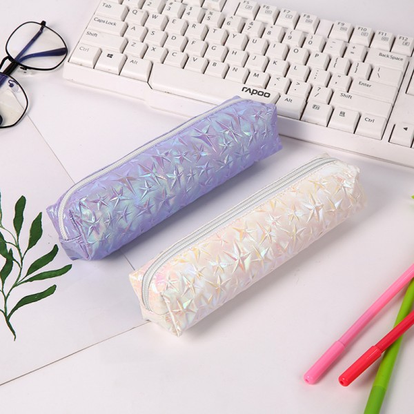 Amazon new three-dimensional five pointed star pen bag colorful laser pen bag learning stationery children's stationery bag wholesale