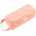 Korean new student stationery bag large capacity canvas pen bag solid color small fresh double-layer multifunctional stationery box
