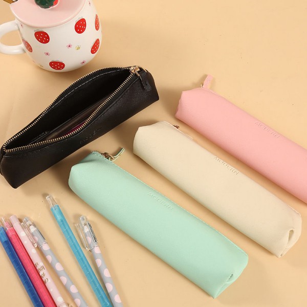 New mini pencil bag student school supplies stationery bag simple solid color small fresh pencil box stationery box