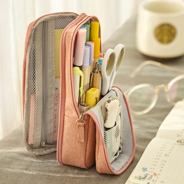 Folding pen bag double-layer high-capacity junior high school students simple creative multifunctional standing stationery bag pen box