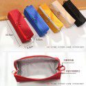 Japanese prismatic pen bag retro solid color large opening large capacity student stationery storage pen bag cloth art storage bag