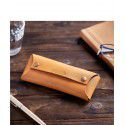 Korean Handmade Large Capacity men's simple vegetable tanned leather pen bag top leather pencil bag student leather stationery box