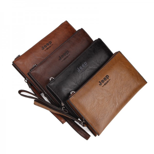 A large number of foreign trade long-term spot men's PU leather wallet long men's handbag soft leather zipper youth handbag