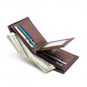 Cross border hot selling retro frosted men's short wallet horizontal leisure multi Card Wallet three fold loose leaf Pu Wallet