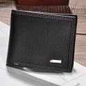 New men's double line loose leaf hardware standard short wallet litchi pattern multi card position horizontal version wallet for middle-aged and young people