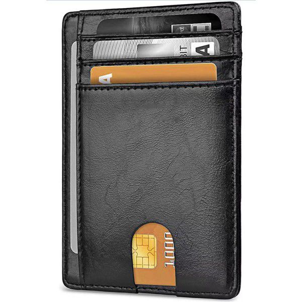 Spot ultra thin men's RFID card bag card cover front pocket card bag multi card position anti-theft brush wallet men's style