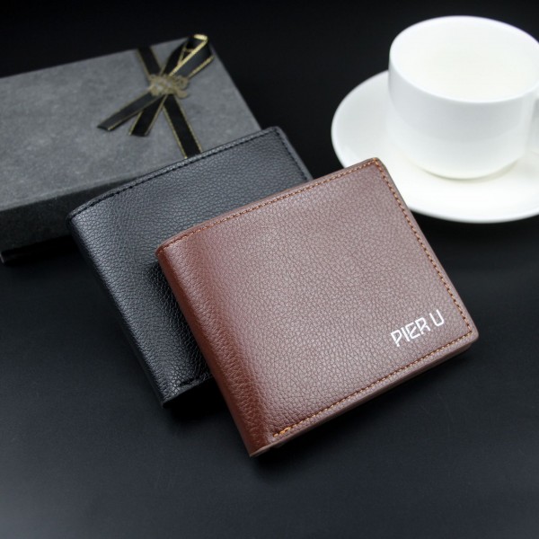 Special new short men's wallet with zipper Pu litchi pattern high-quality stall goods foreign trade men's wallet wholesale
