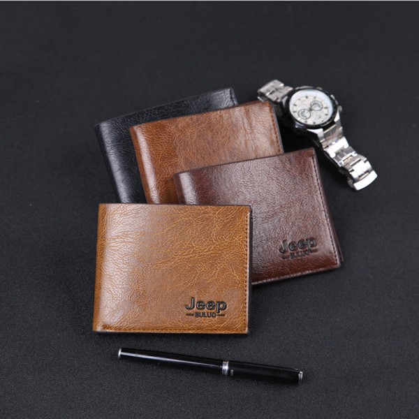 New men's wallet Pu short two fold wallet wallet card bag multi card slot popular
