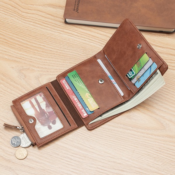 Carrken retro men's short wallet European and American trend three fold card bag multi card slot zero wallet spot wholesale