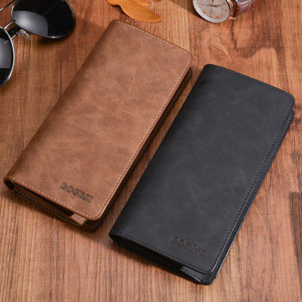 Wallet men's PU leather long wallet, one piece of cross-border wechat purchase card package, in stock