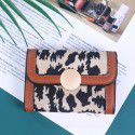 Net red new women's short wallet leopard print Vintage Canvas change clip multifunctional large capacity multi Card Wallet