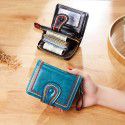 Womenwallet cross border retro oil wax leather European and American multi card organ card bag zipper short women's wallet