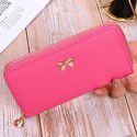New cross pattern solid color women's long zipper wallet Korean butterfly handbag multi card position zero wallet