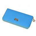 New cross pattern solid color women's long zipper wallet Korean butterfly handbag multi card position zero wallet
