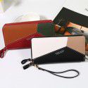  new double zipper handbag women's long splicing color contrast large capacity double-layer wallet mobile phone bag