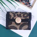 Net red new women's short wallet leopard print Vintage Canvas change clip multifunctional large capacity multi Card Wallet
