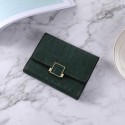 Korean new small wallet women's short solid color simple crocodile pattern three fold student buckle large capacity zero wallet women