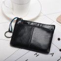 Leather Mini Wallet women's short leather zipper driver's license wallet student retro men's change purse coin bag