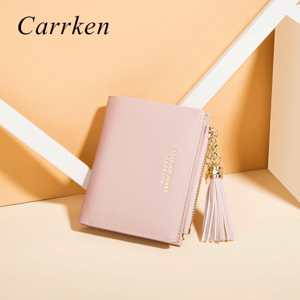  new wallet women's short Korean fashion vertical cross fringe zipper zero wallet spot wholesale