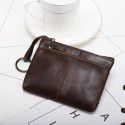 Leather Mini Wallet women's short leather zipper driver's license wallet student retro men's change purse coin bag